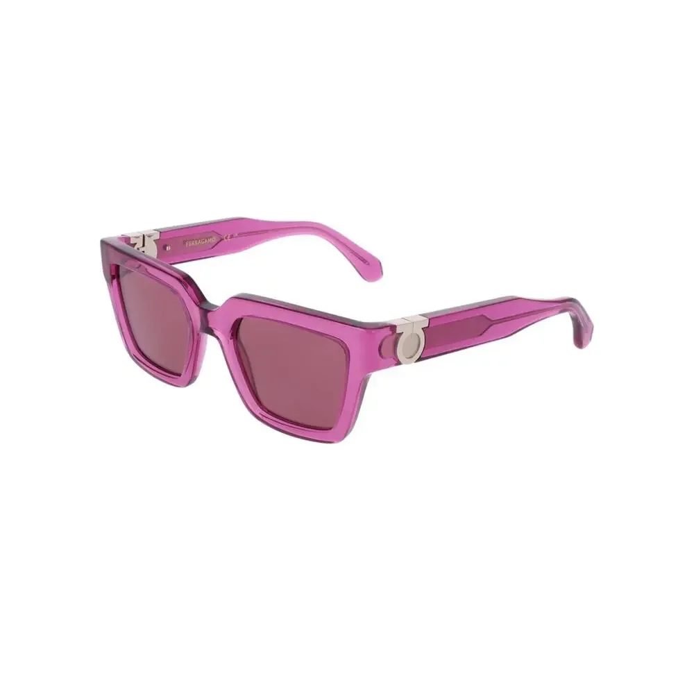 New Salvatore Ferragamo SF2066S 665 Transparent Fuchsia Square Sunglasses